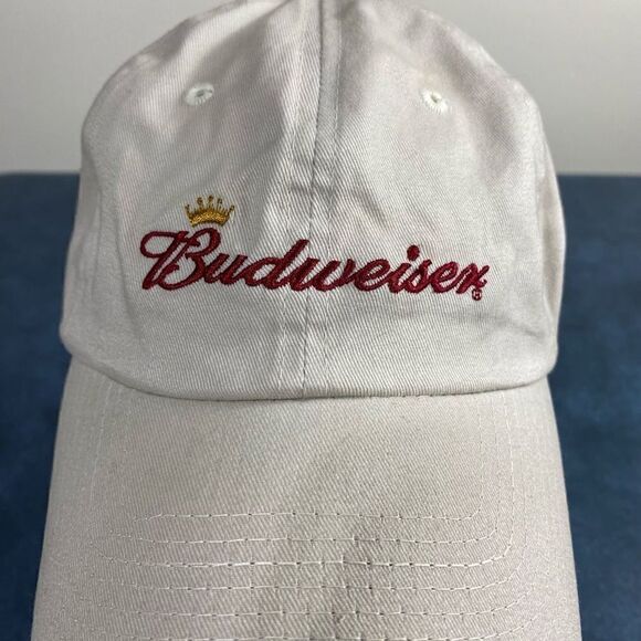 Men's Vintage 2005 Embroidered Budweiser Strapback Baseball Cap Cream One Size - Picture 5 of 7